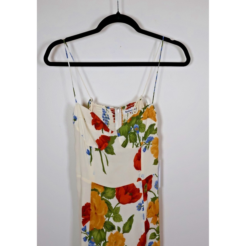 Reformation Dress Size 6 Juliette White Red Floral Formosa - Picture 4 of 13